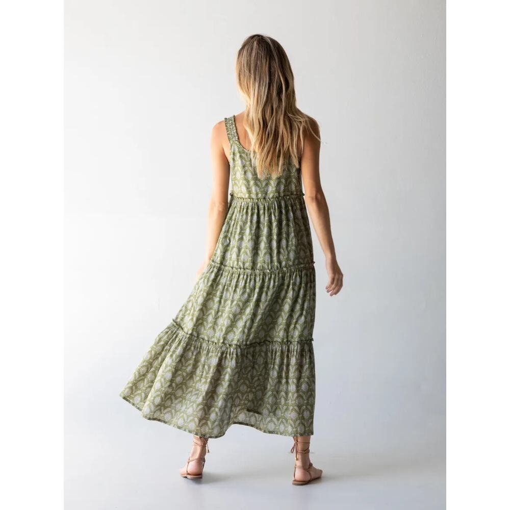 Natural Life Women’s Medium Adele Midi Dress Green Floral Boho Ethereal Girly - Picture 2 of 9